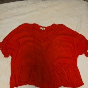 Umgee Bright Red Ruffled Blouse